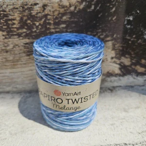 Papiro Twisted Melange 2311 - bielo modrá melírovaná priadza z rafiového papiera
